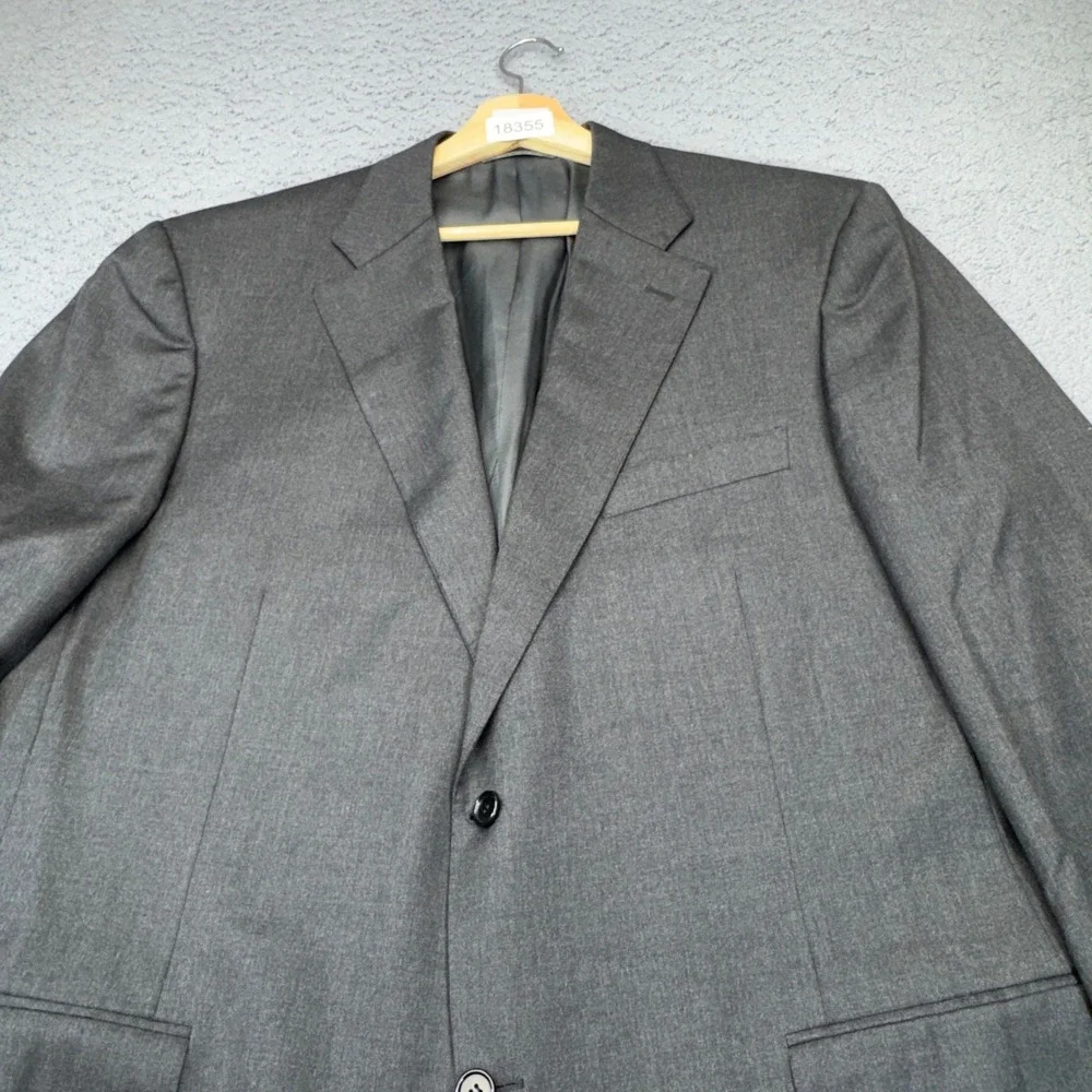 Canali‎ Blazer Mens 48L Gray Worsted Wool 2 Button Sport Coat Jacket Italy 13290